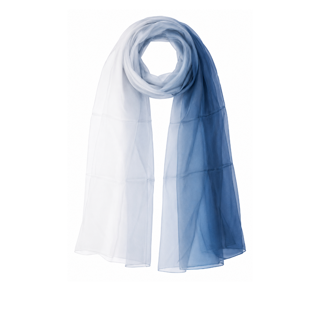 The Mist – Pure Silk Ombré Scarf in Dove Grey