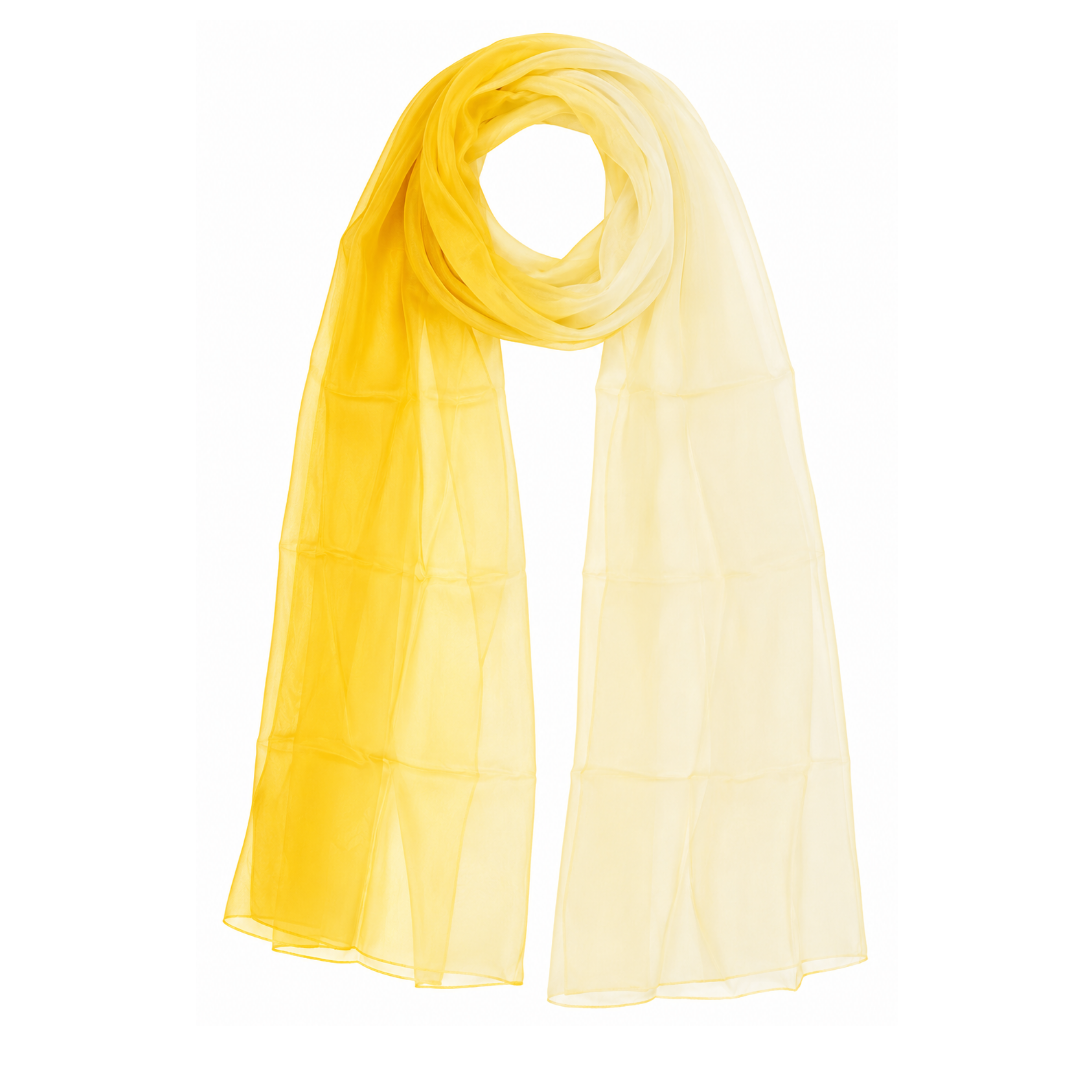 The Soleil – Pure Silk Ombré Scarf in Sunflower Yellow