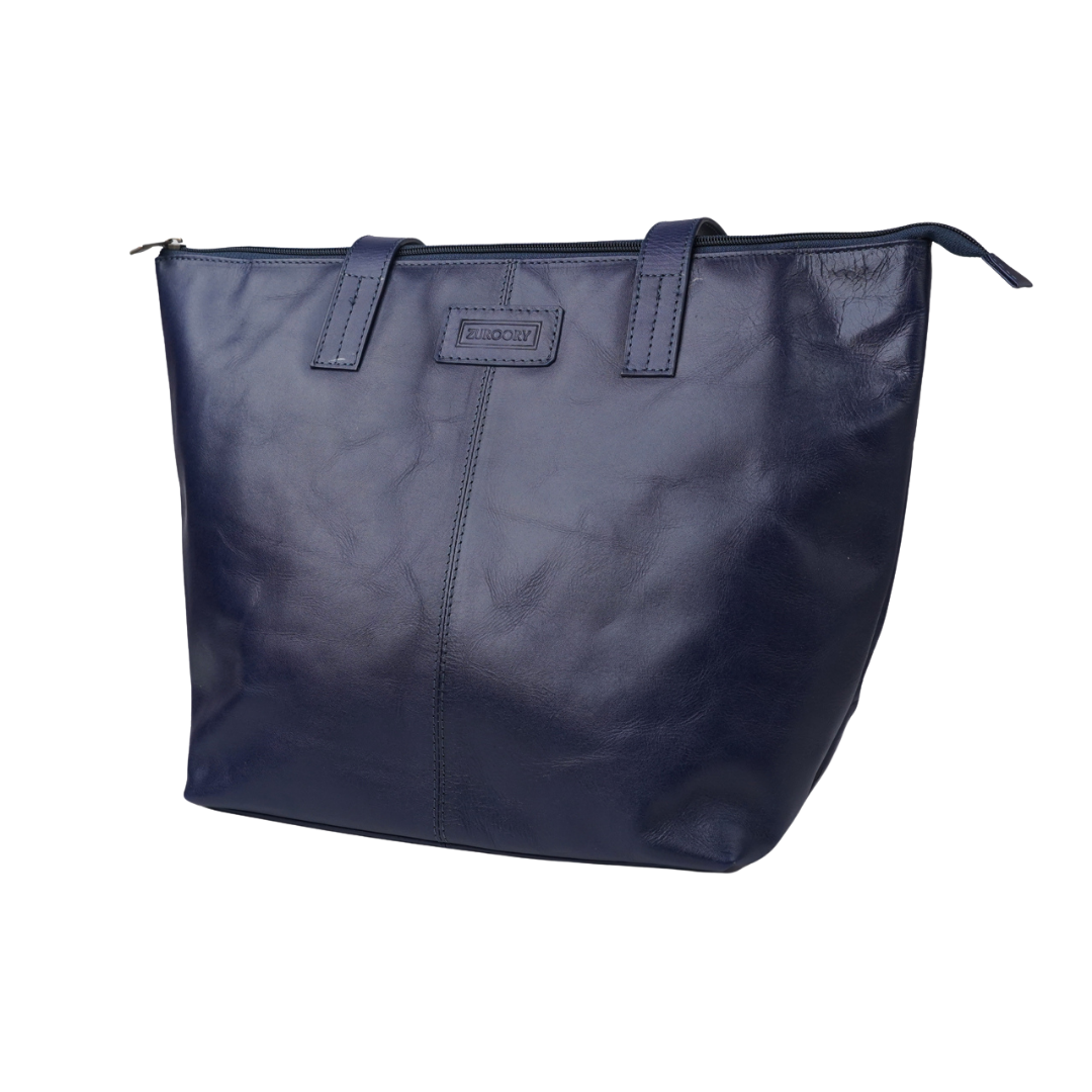 The Tote - Finished Leather in Blue