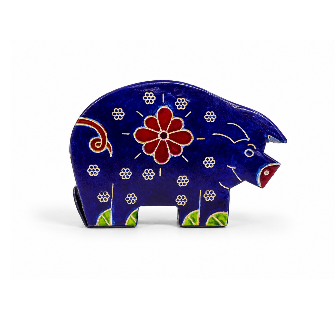 The Rhino - Leather Coin Box in Blue