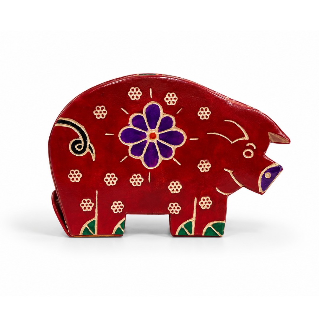 The Rhino - Leather Coin Box in Red