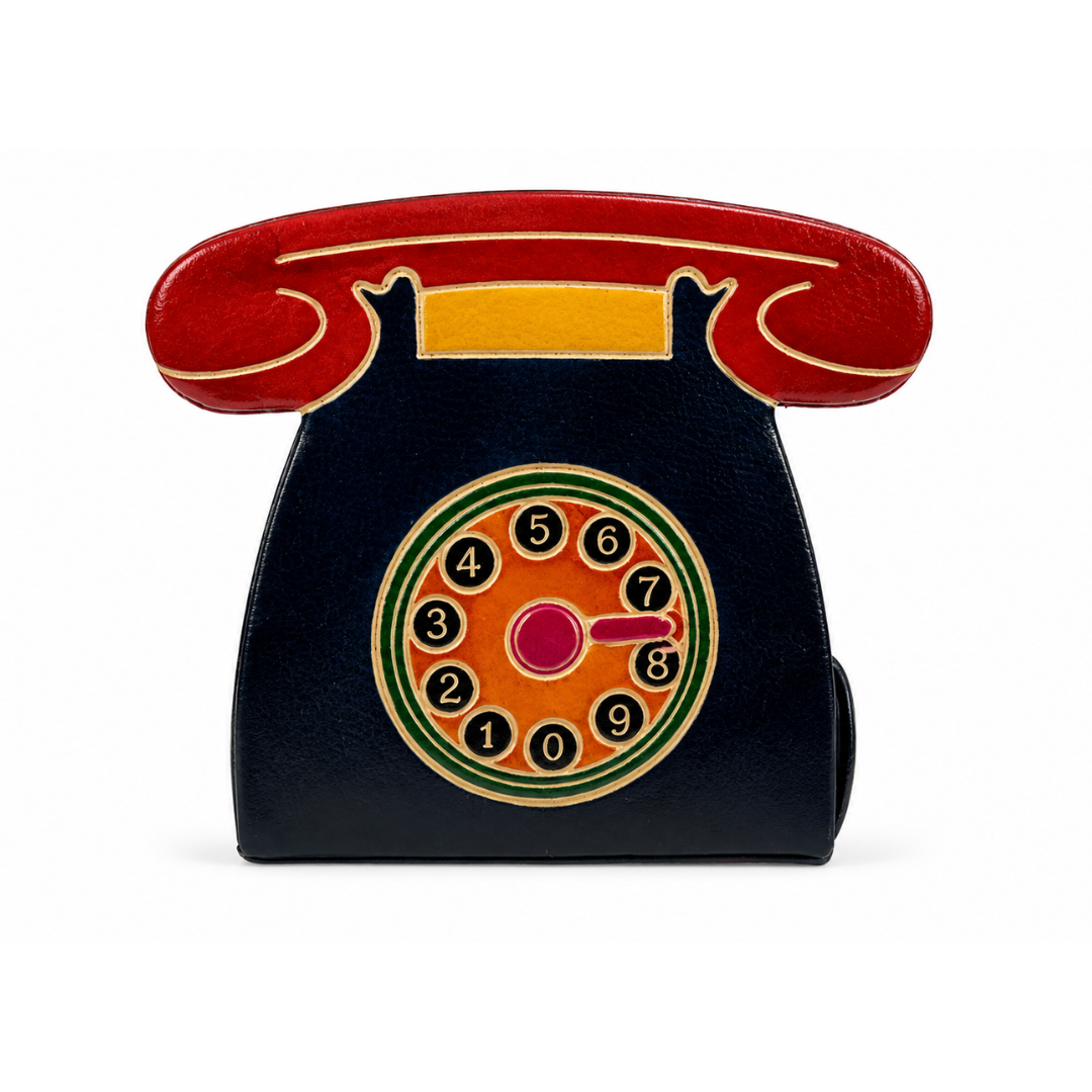 The Telephone - Leather Coin Box in Blue
