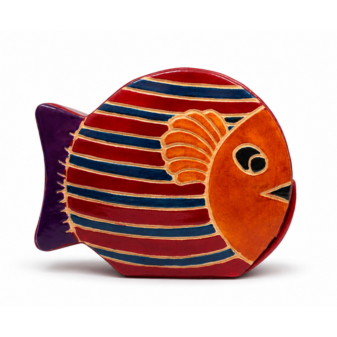 The Fish - Leather Coin Box in Red