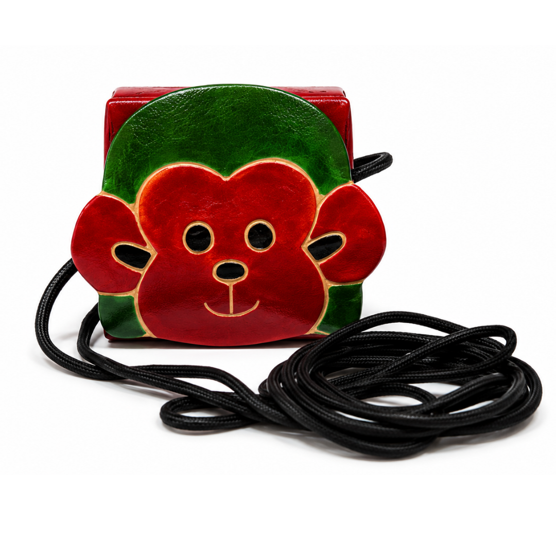 The Monkey Face - Leather Coin Box with string