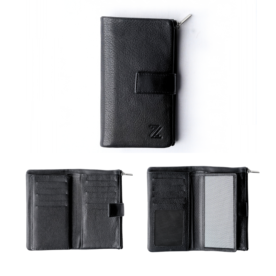Ladies Wallet - Handcrafted Finished Leather in Black