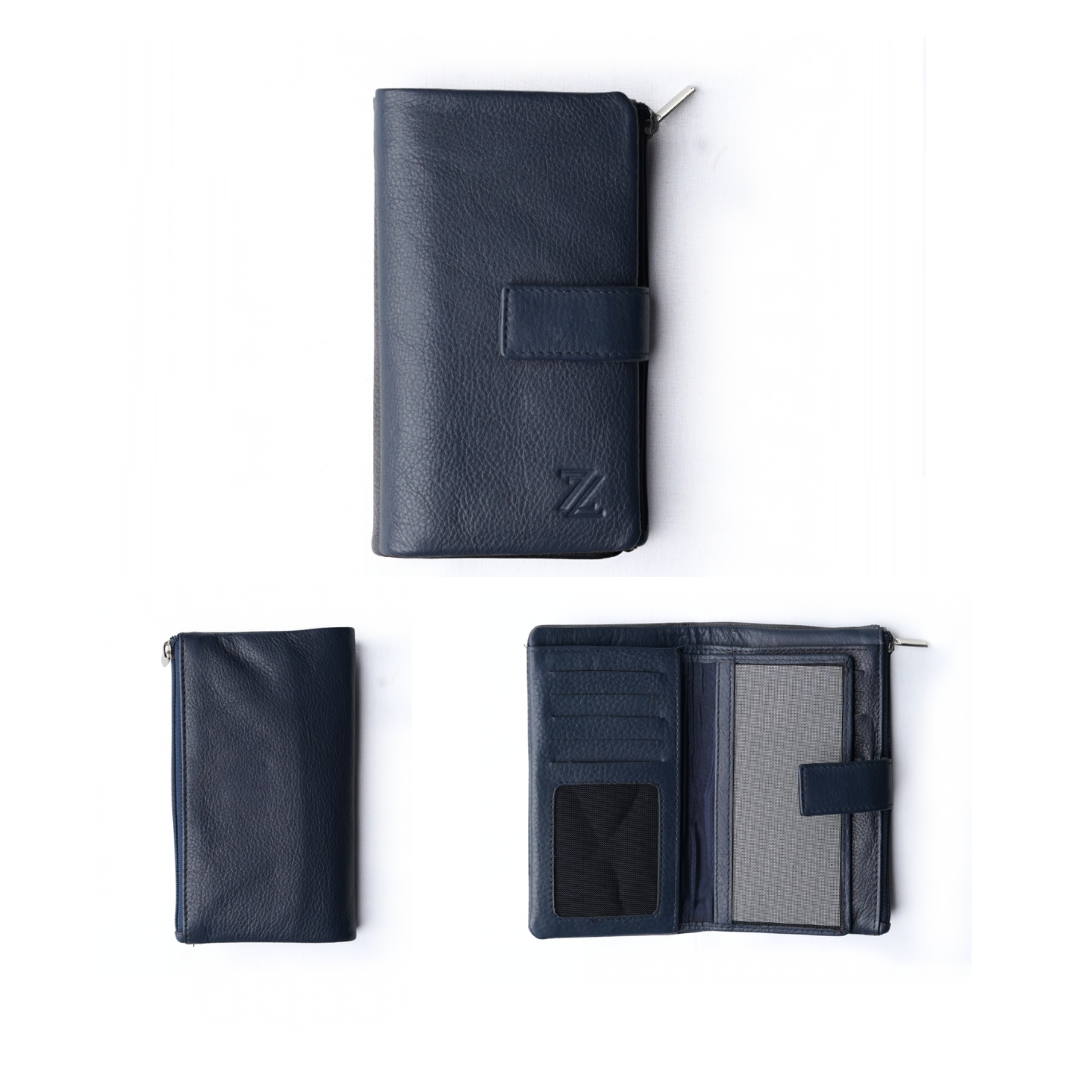 Ladies Wallet - Handcrafted Finished Leather in Blue