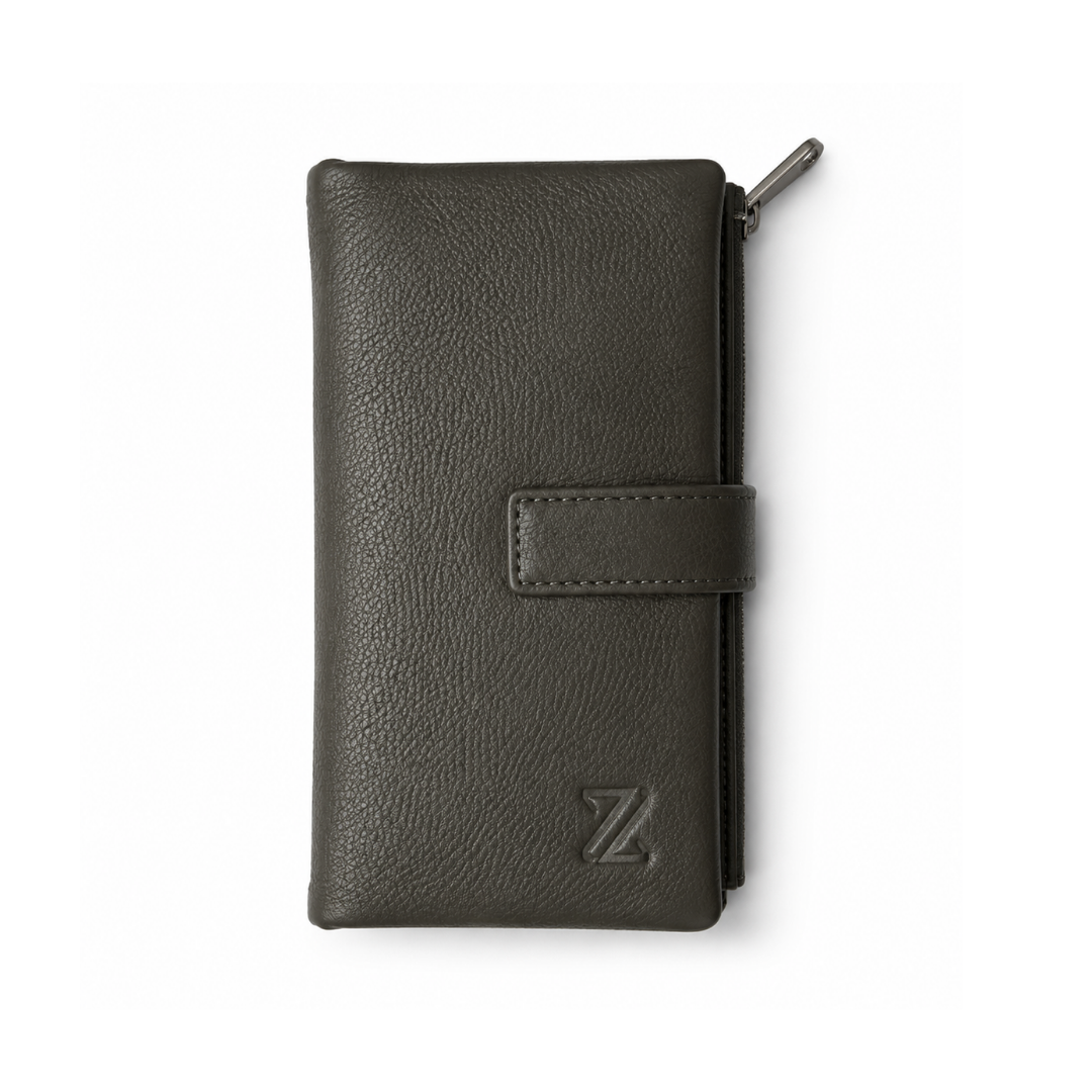Ladies Wallet - Handcrafted Finished Leather in Olive Green