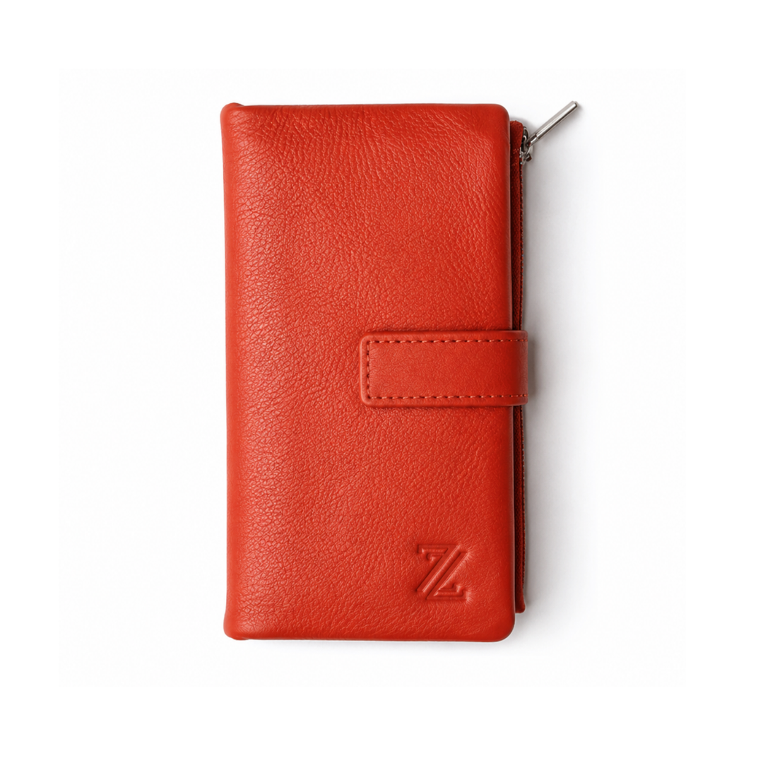 Ladies Wallet - Handcrafted Finished Leather in Red