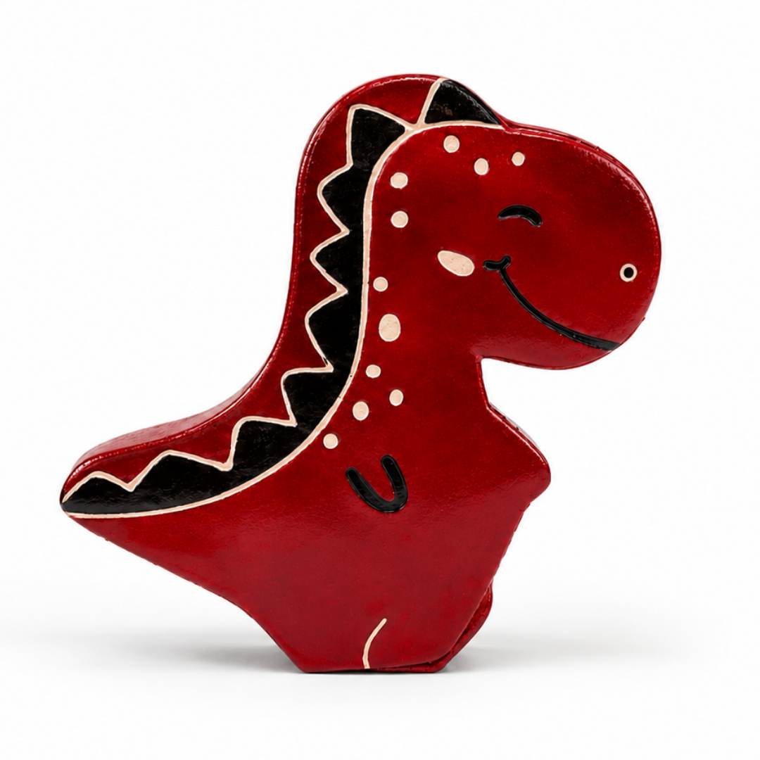 The Dinosaur – Leather Coin Box in Red